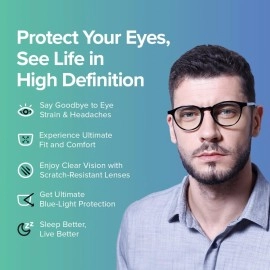 Intellilens Round Blue Cut Computer Glasses for Eye Protection | Zero Power, Anti Glare & Blue Light Filter Glasses | UV Protection Specs for Men & Women | TR90 Frames & CR39 Blue Cut Lens, One Size