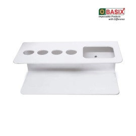 OBASIX Whiteboard Marker & Duster Holder | Color White In Aluminium