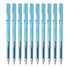 Hauser Germany Sonic 0.55mm Gel Pen Box Pack | Attractive Foiled Body | Stylish Metal Clip | Refillable & Waterproof Gel Ink | Technology For Smooth & Effortless Writing | Blue Ink, Set of 10 Gel Pens