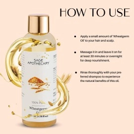 Sage Apothecary Pure & Natural Wheatgerm Oil for Skin, Hair, Face & Body Care - 100 ml