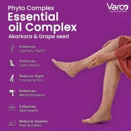 Varco Leg Care Topical Phyto Oil For Management Of Varicose Veins, Spider Veins| Deep Penetration Formula Helps reach the root cause of varicose veins| Reduces Cramps, Painful Legs & Swelling- 60ml