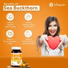 Vitawin Sea Buckthorn For Healthy Heart, Immunity Power, Skin Care & Body Detox, Natural Herbal Nutrition Supplement, Veg - 60 Capsules, 100 grams