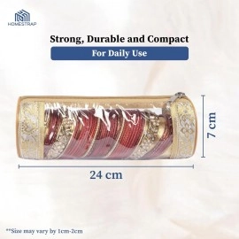 HomeStrap Set of 4 Transparent PVC Single Rod Storage Bangle Pouch/Box for Women Latest Bangles, Jewellery, Chudi, Bridal Bracelets Organizer (Golden)(Featured on Shark Tank)
