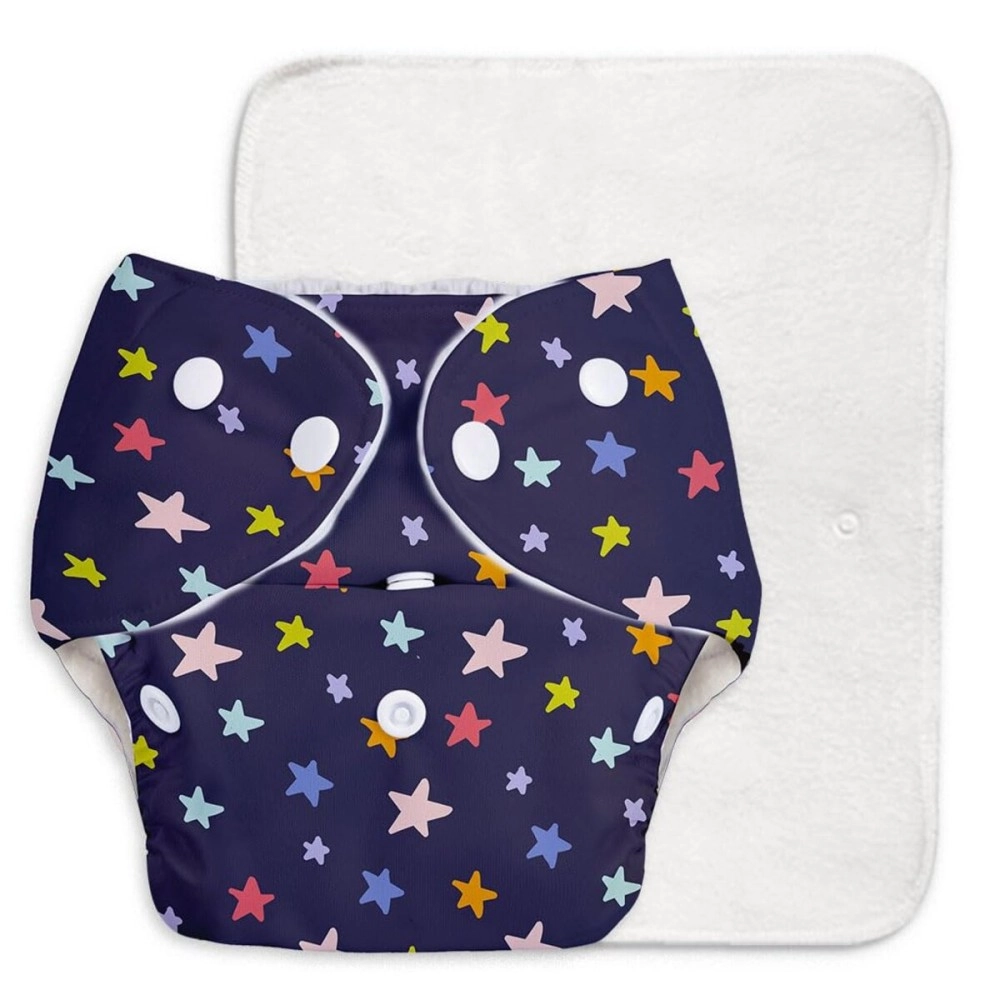 SuperBottoms BASIC EASY - Cloth Diapers+ Inserts - Freesize Adjustable and Reusable Cloth Diaper for babies 0-3 Years | With quick drying prefold style soaker-Assorted