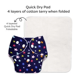 SuperBottoms BASIC EASY - Cloth Diapers+ Inserts - Freesize Adjustable and Reusable Cloth Diaper for babies 0-3 Years | With quick drying prefold style soaker-Assorted