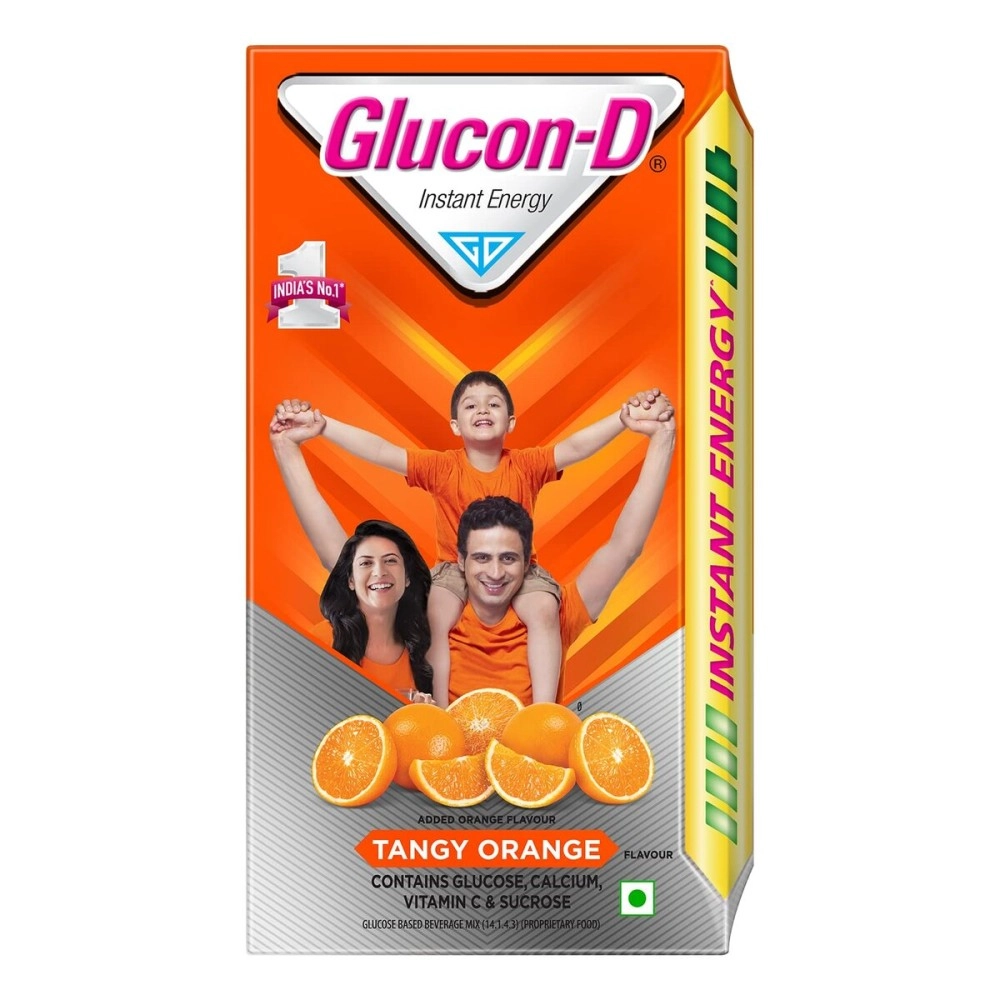 Glucon-D Tangy Orange Glucose Powder (1kg, Refill)| Tasty Orange Flavoured Glucose Drink| Provides Instant Energy| Vitamin C Boosts Immunity, Calcium for Intense Bone