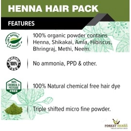 THE FOREST HERBS Natural care from nature 100% Organic Henna Mix Powder With Amla, Shikakai, Hibiscus, Bhringraj, Neem Powder For Hair Colour & Conditioning - 100Gms