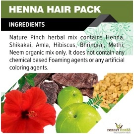 THE FOREST HERBS Natural care from nature 100% Organic Henna Mix Powder With Amla, Shikakai, Hibiscus, Bhringraj, Neem Powder For Hair Colour & Conditioning - 100Gms