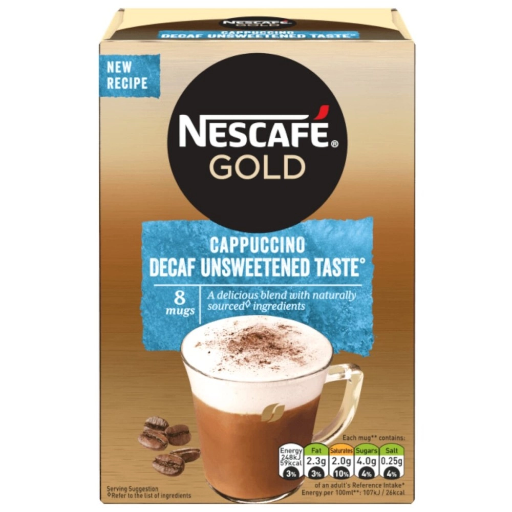 8 Mugs NESCAFE Gold Collection Different Flavors - (Cappuccino Decaf Unsweetened Taste)