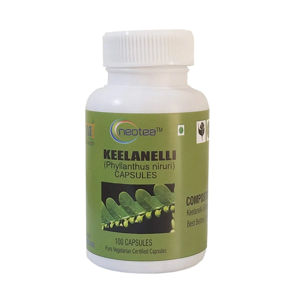 Neotea Keelanelli Capsules | Bhumi Amla | Chanca Piedra | Capsule Phyllanthus Niruri with Pure Natural Extracts | All Natural, Pure Herbs | 500 MG - 100 Capsules
