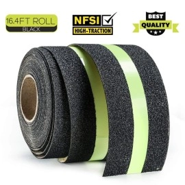Anti Slip Grip Tape, Non-Slip Traction Tapes with Glow in The Dark Reduce The Risk of Slipping for Indoor or Outdoor Stair Tread Step and Other Slippery Surfaces - Keeps You Safe, 2 Inch x 16.4 Foot