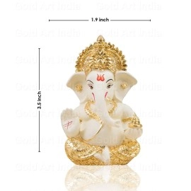 Gold Art IndiaGold and Silver Plated Ganesha Idol (Gold and Cream)