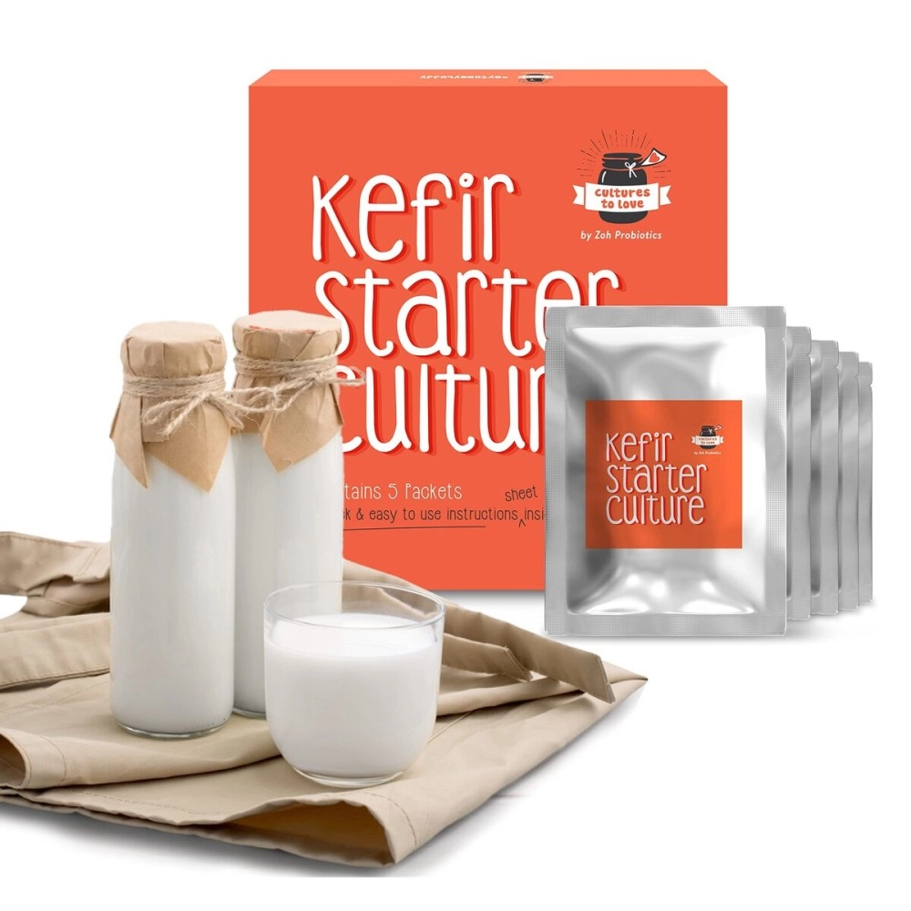 Cultures To Love Zoh Probiotics - Milk Kefir Starter Culture | 55-60 Strains | Pack Of 5 | Make Upto 100 Litres | Liquid, Coconut Flavour