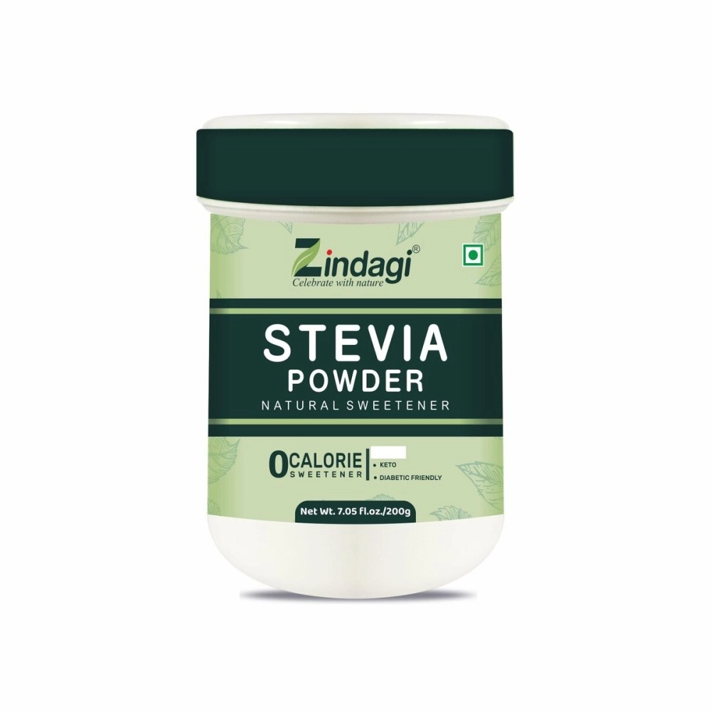 Zindagi Stevia Powder Sugar | Natural Sweetener | Zero Calorie Sugar Substitute | Keto & Veg Sugar | 200gm