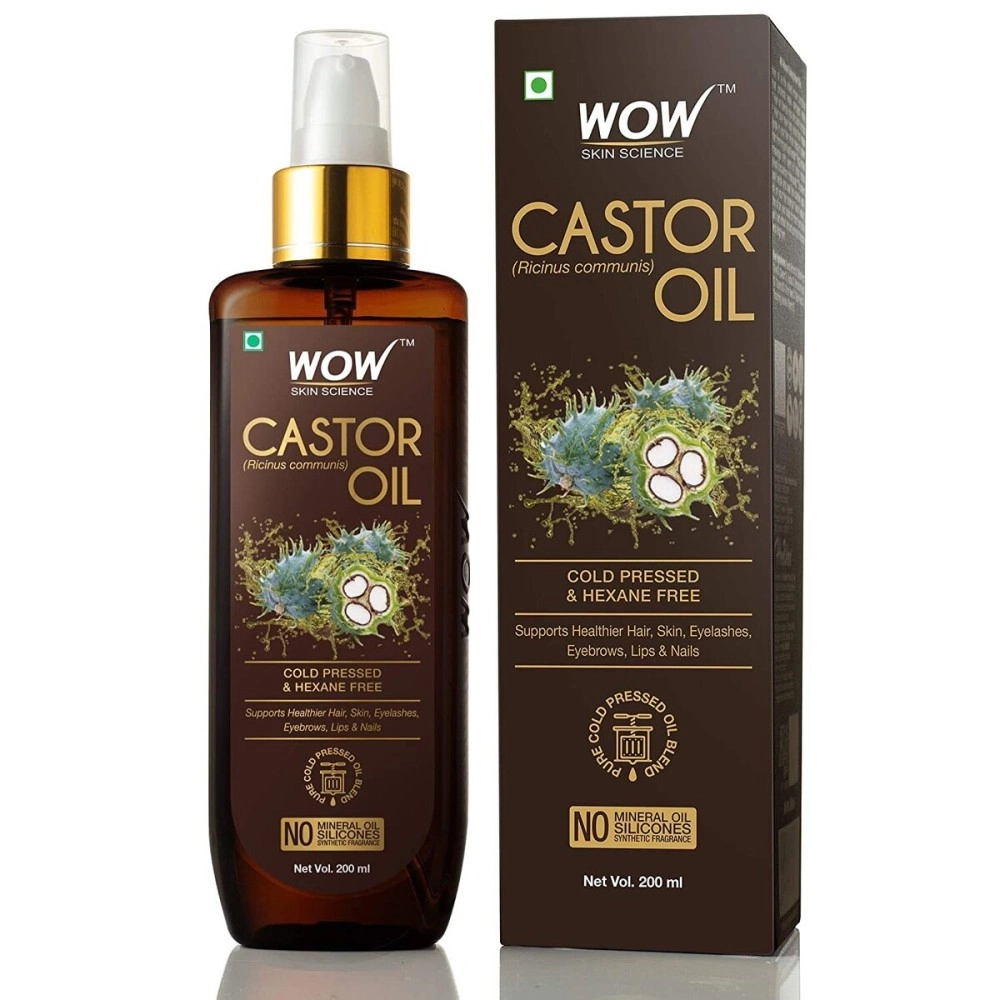 Wow Skin Science 100% Pure Castor Oil Cold Pressed For Stronger Hair, Skin & Nails No Mineral Oil & Silicones, 200 Ml
