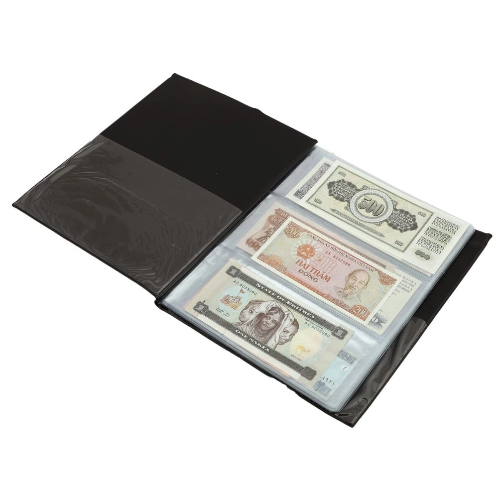 Lewano Leather Currency Storage 90 Pocket Album (Black)