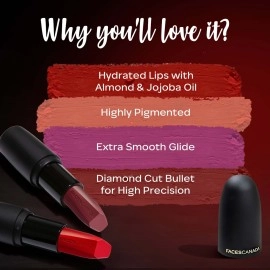 FACES CANADA Weightless Matte Lipstick - Forever Red 03 (Red), 4.5g | Highly Pigmented Lip Color | Smooth One Stroke Glide | Moisturizes & Hydrates Lips | Vitamin E, Jojoba & Almond Oil Enriched