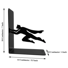 HeavenlyKraft Superheros Decorative Metal Bookend, Non Skid Book End, Book Stopper for Home/Office Decor/Shelves, Children Room Dcor, 5.9 X 3.9 X 3.14 Inch Per Piece (Weight 2.5 Pound/Pair)