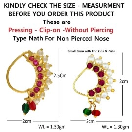 VAMA FASHIONS Maharashtrian maratha Banu nath without piercing clip on Nathiya nose pins ring for women