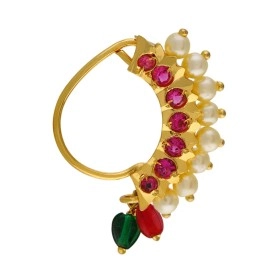 VAMA FASHIONS Maharashtrian maratha Banu nath without piercing clip on Nathiya nose pins ring for women