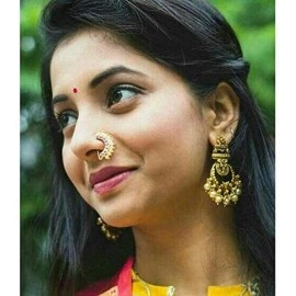 VAMA FASHIONS Maharashtrian maratha Banu nath without piercing clip on Nathiya nose pins ring for women