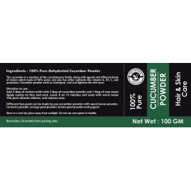 Holy Natural - The Wonder of World 100% Pure Cucumber powder (Food Grade) for Skin & Face 100 GM