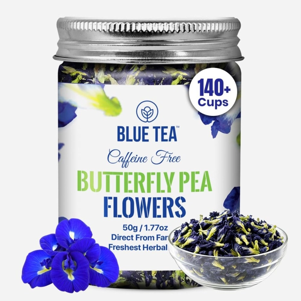 BLUE TEA - Butterfly Pea Flower Tea (50 g) | NATURAL COLORANT for Food, Iced Teas, Coolers, Cocktails | NON-GMO - Gluten Free - Caffeine-free