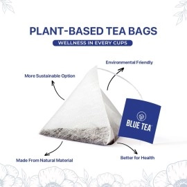 BLUE TEA - Butterfly Pea Flower Lavender Tea - 30 Pyramid Tea Bags | Caffeine Free - CALMING & STRESS RELIEF | For Natural colorant of COCKTAIL & Mocktails | GMO Free - Gluten Free | Premium Tin Pack