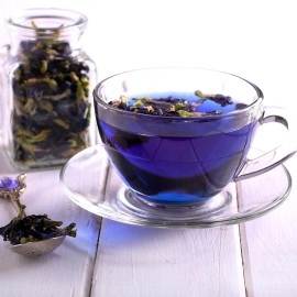 BLUE TEA - Butterfly Pea Flower Lavender Tea - 30 Pyramid Tea Bags | Caffeine Free - CALMING & STRESS RELIEF | For Natural colorant of COCKTAIL & Mocktails | GMO Free - Gluten Free | Premium Tin Pack