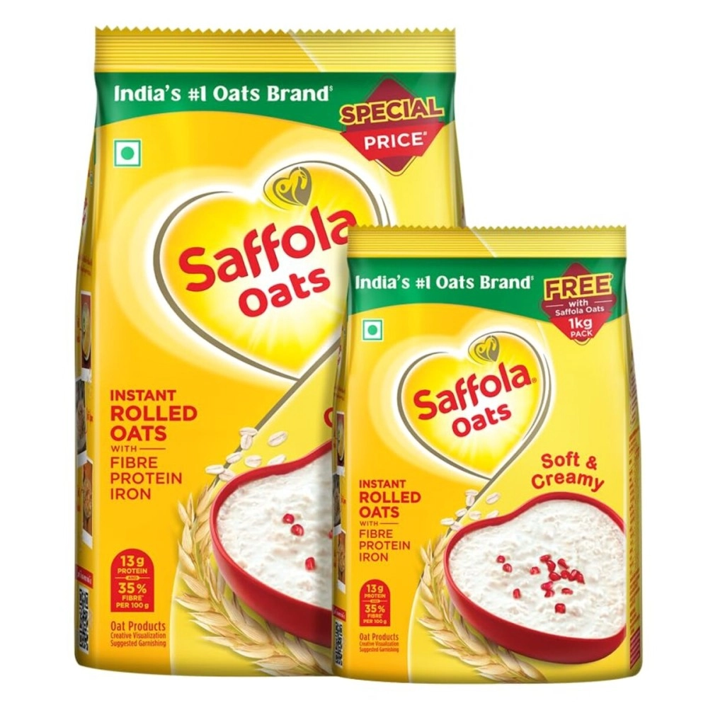 SAFFOLA OATS PLAIN 1KG + 300G FREE X 8PCS