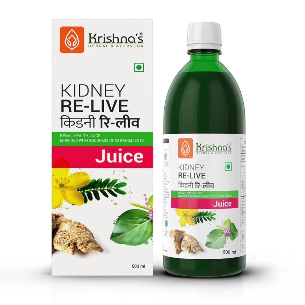 KRISHNA\'S HERBAL & AYURVEDA Kidney Re-Live Juice - 500 Ml (Pack Of 2) For Healthy Kidneys|Enriched With 23 Herbs Like Pashanbhed,Pushkarmool,Kaunch Beej,Arjun Chaal|Sugar Free Juice