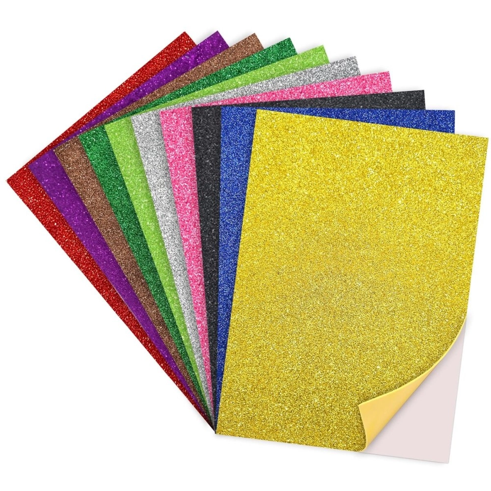 Lakeer A4 Glitter Foam Sheet Sparkles Self Adhesive Sticky A4 Back Paper 10-Pack