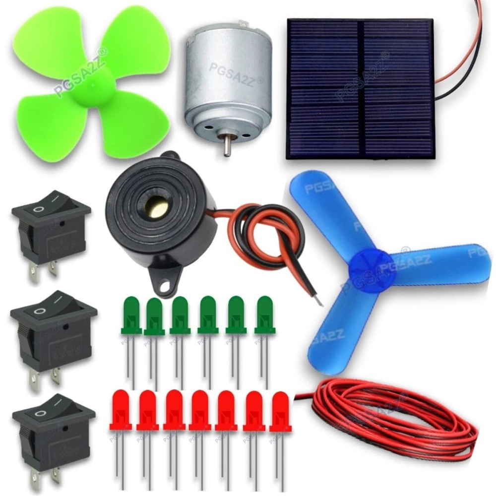 PGSA2Z Solar Science Kit for School Projects - 3 in 1 DIY Kit with Multicolor Lights.