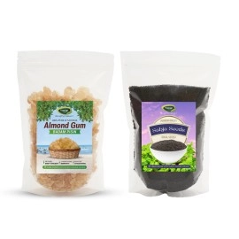 Thanjai Natural Almond Gum Badam Pisin Badam Gum Best First Quality Pure 100% 250 Grams and get This Basil Seeds/Sabja Seeds 100grams