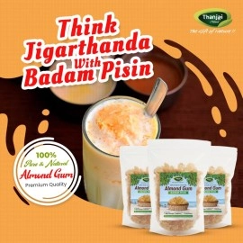 Thanjai Natural Almond Gum Badam Pisin Badam Gum Best First Quality Pure 100% 250 Grams and get This Basil Seeds/Sabja Seeds 100grams