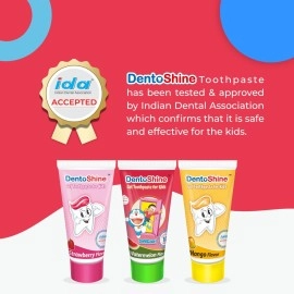 DentoShine Gel Toothpaste for Kids - Pack of 3 Flavors (Strawberry, Mango & Watermelon, 80 g each)