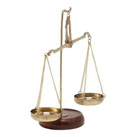 Pick End Now Metal \'Law/Justice for All\' Old Traditional Machine/Tarazu Showpiece | Product Dimensions - 4.5x2.5x7 Inch, 200Gm, Golden