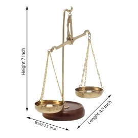 Pick End Now Metal \'Law/Justice for All\' Old Traditional Machine/Tarazu Showpiece | Product Dimensions - 4.5x2.5x7 Inch, 200Gm, Golden