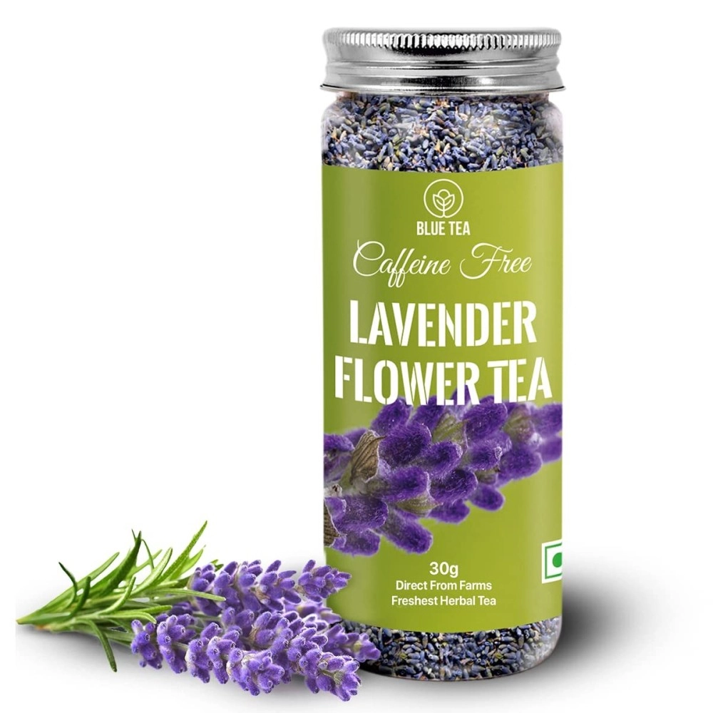 BLUE TEA - Lavender Tea - 30gm - 30 Cups | CALMING TEA | Herbal Tea - Flower Based - GMO-Free - Caffeine Free - Natural | Featured In Shark Tank | Reusable Pet Jar