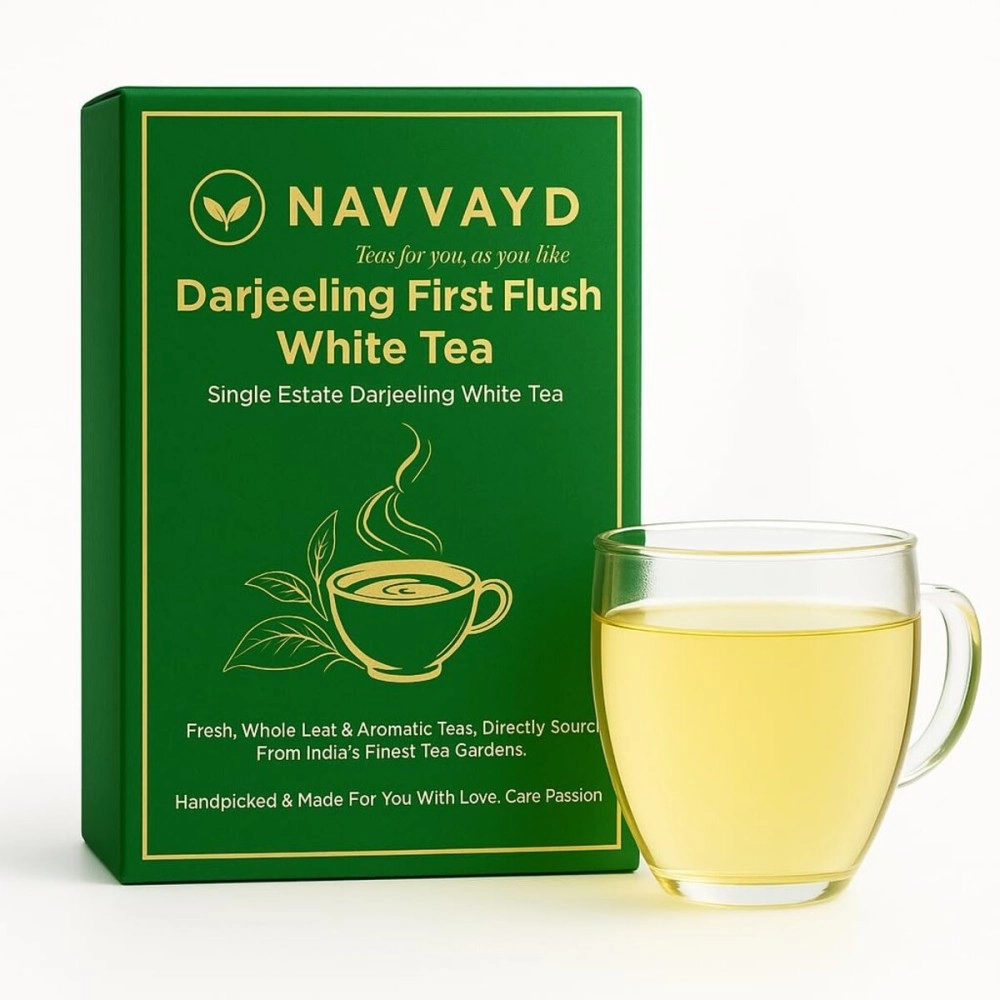 Navvayd Darjeeling First Flush Flavorful White Tea (100 Gm, 50 Cups) | Loose Leaf