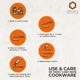 Akky Iron Tadka Pan/Fry Pan with Wooden Handle for Kitchen | Original Loha/Lokhand (5 inch, 12.7 cm)