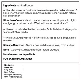 H&C HERBAL INGREDIENTS EXPERT 100% Natural Aritha/Reetha/Ritha/Soapnuts (Sapindus Mukorossi) Powder For Silky & Smooth Hairs