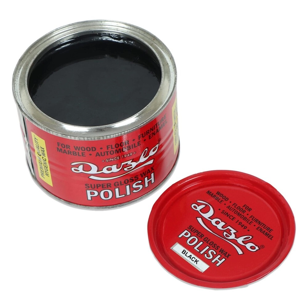 Dazlo Floor & Furniture Wax Polish (400G) - Black - For Furniture, Floor, Antique Wood, Cudappah Stone, Chalk Paint, Enameled Lacquered Surface & Unglazed Tile - Solid Paste Wax - Black Colour