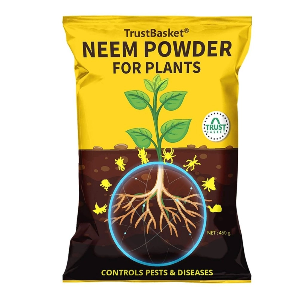 TrustBasket Neem Cake Powder/Neem Khali - 900gm - Extracted Through Cold Press Technology - Higher Azadirachtin & Neem Oil Content - Organic Fertilizer and Pest Repellent for Plants