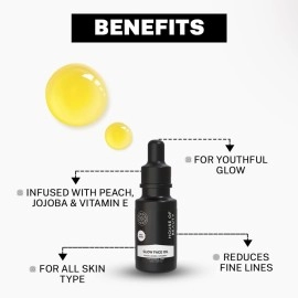 House Of Beauty Peach & Jojoba with Vitamin E - Glow Face Oil for skin brightening, reduce wrinkles, dark spots, Hydrating, Natural & Nourishing Facial Oil for Radiant Skin, Lightweight & Non-Greasy