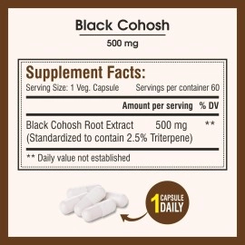 Biotrex Nutraceuticals Black Cohosh Capsules (500 mg, 60 Veg Capsule)
