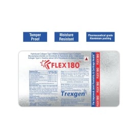 Trexgen FLEX180 Advanced Total Joint Pain & Cartilage Repair-Matrix Collagen Type 2(350mg Hydrolyzed & Undenatured 40mg),Chondroitin 100mg,Hyaluronic acid 50mg,Rosehip 375mg (Pack of 1x30 Tablets)
