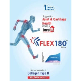 Trexgen FLEX180 Advanced Total Joint Pain & Cartilage Repair-Matrix Collagen Type 2(350mg Hydrolyzed & Undenatured 40mg),Chondroitin 100mg,Hyaluronic acid 50mg,Rosehip 375mg (Pack of 1x30 Tablets)