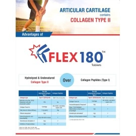 Trexgen FLEX180 Advanced Total Joint Pain & Cartilage Repair-Matrix Collagen Type 2(350mg Hydrolyzed & Undenatured 40mg),Chondroitin 100mg,Hyaluronic acid 50mg,Rosehip 375mg (Pack of 1x30 Tablets)