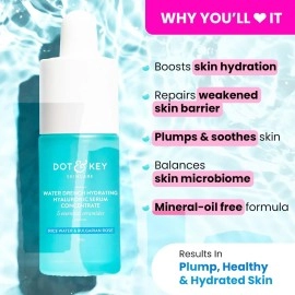 Dot & Key Hydrating Hyaluronic Acid Serum With Vitamin C + E | For Plump, Glowing Skin | Face Serum for Dry Skin, Oily & Normal Skin | With Ceramide & Acai Berry | 30ml